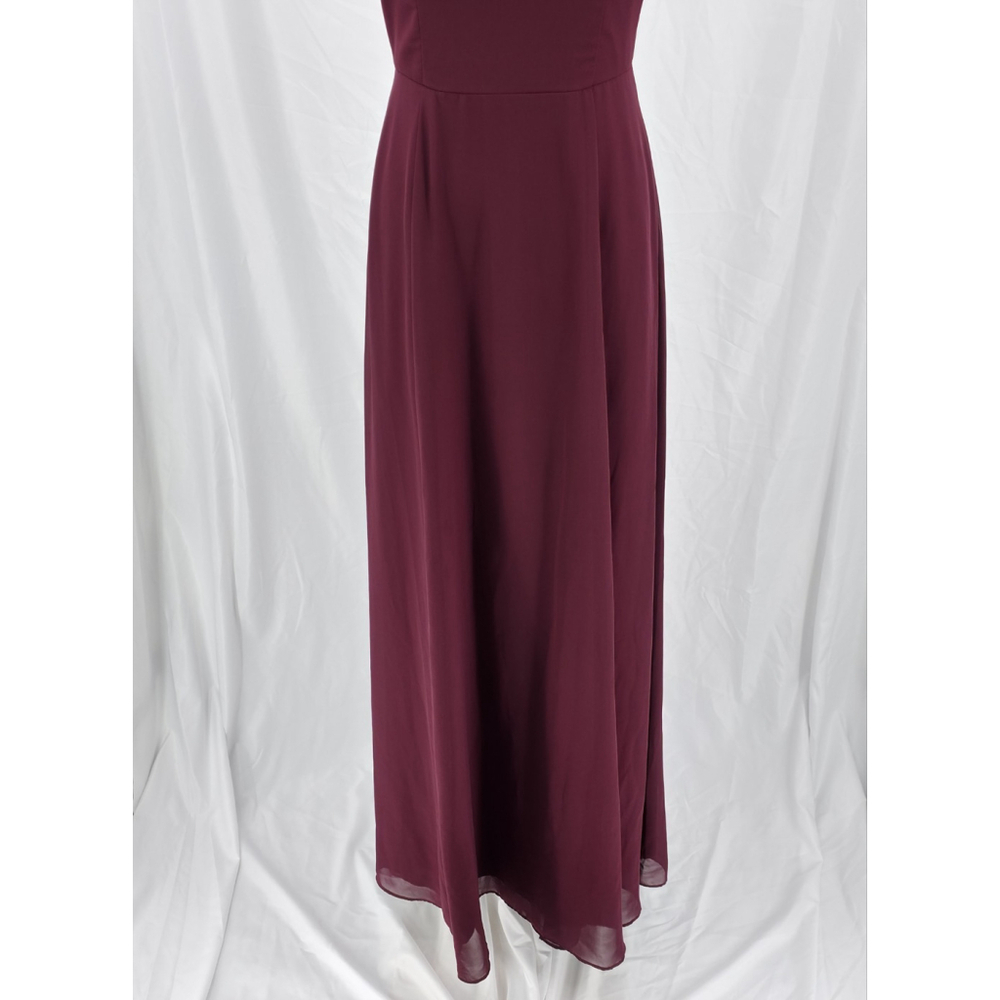 Formal Evening Gown DB Studio Wine Long Dress Women 2 Chiffon Lace-Up Back NWT - Picture 7 of 14